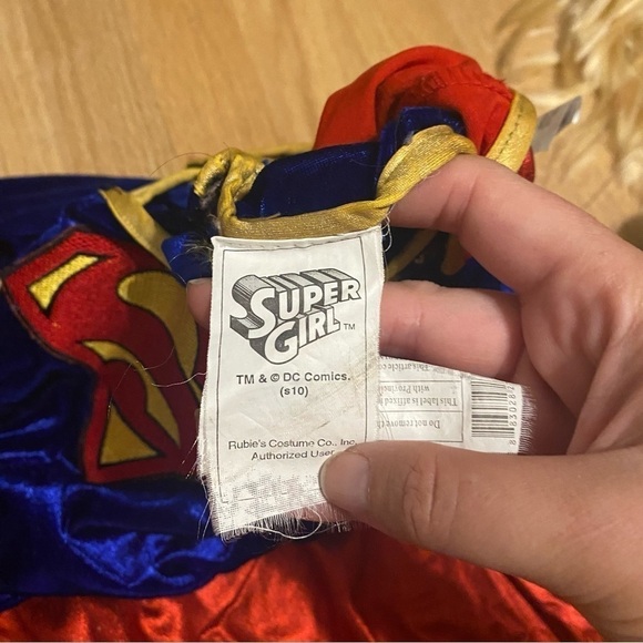 Super Girl Costume Medium W/ Matching Doll & Outfit Halloween Red Blue Dress - Picture 8 of 10